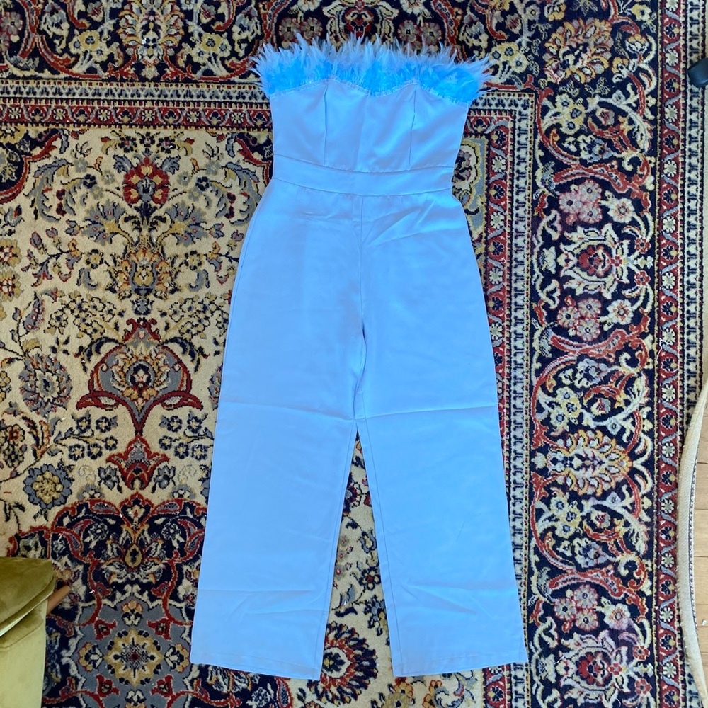 Strapless Feathered Jumpsuit